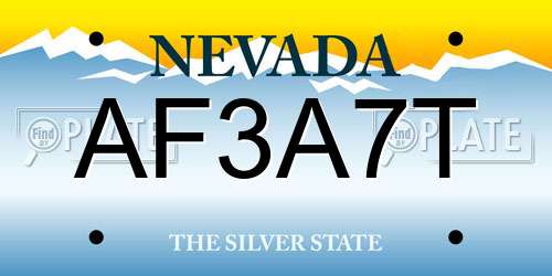 AF3A7T Nevada License Plate