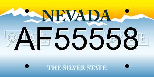 AF55558 Nevada License Plate