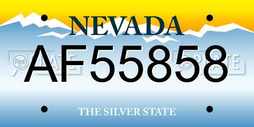AF55858 Nevada License Plate