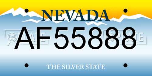AF55888 Nevada License Plate