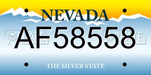 AF58558 Nevada License Plate