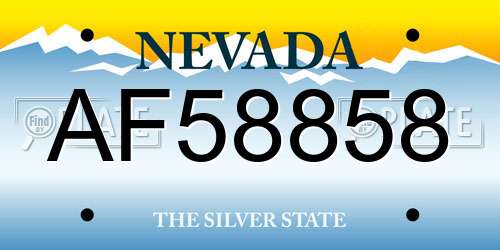 AF58858 Nevada License Plate