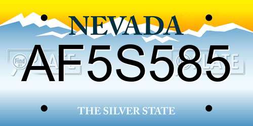 AF5S585 Nevada License Plate