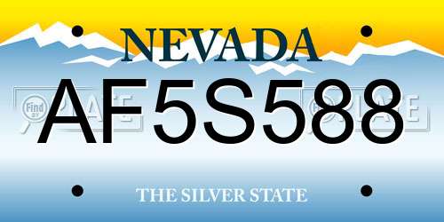AF5S588 Nevada License Plate