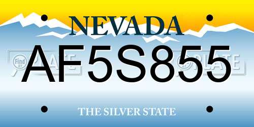 AF5S855 Nevada License Plate