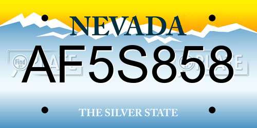 AF5S858 Nevada License Plate