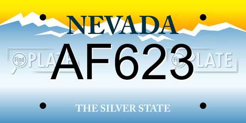 AF623 Nevada License Plate