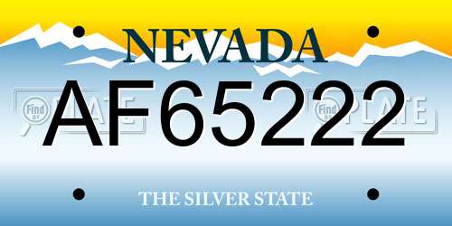 AF65222 Nevada License Plate