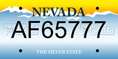 AF65777 Nevada License Plate