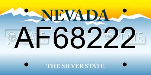 AF68222 Nevada License Plate