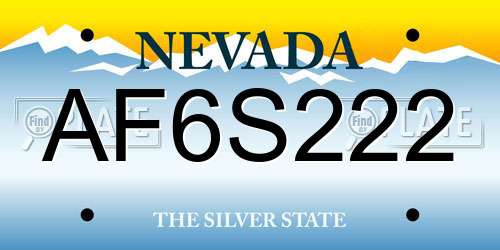 AF6S222 Nevada License Plate