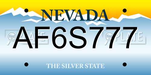 AF6S777 Nevada License Plate