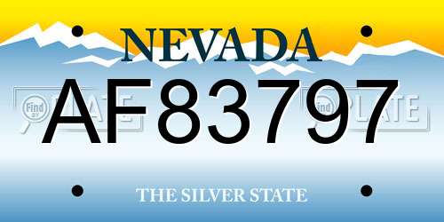 AF83797 Nevada License Plate