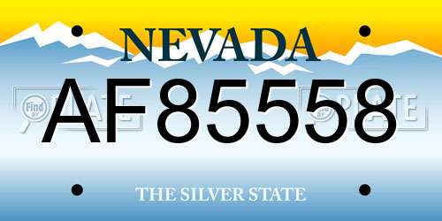 AF85558 Nevada License Plate