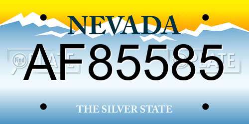AF85585 Nevada License Plate