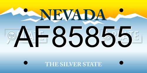 AF85855 Nevada License Plate