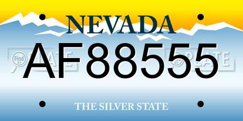 AF88555 Nevada License Plate