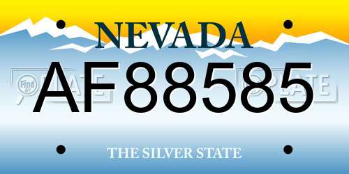 AF88585 Nevada License Plate