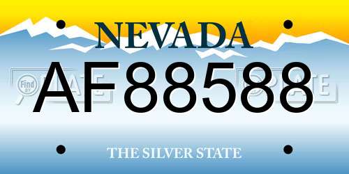 AF88588 Nevada License Plate