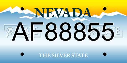 AF88855 Nevada License Plate