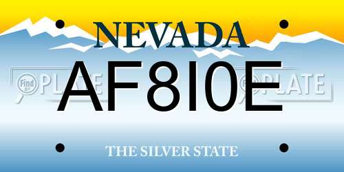 AF8I0E Nevada License Plate
