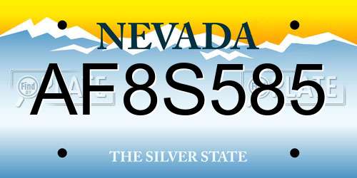AF8S585 Nevada License Plate