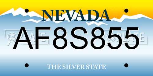 AF8S855 Nevada License Plate