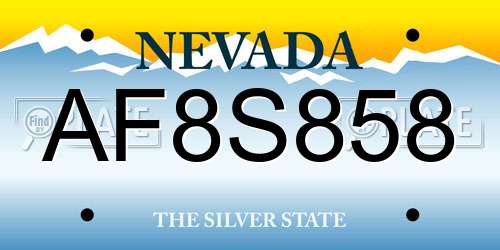 AF8S858 Nevada License Plate