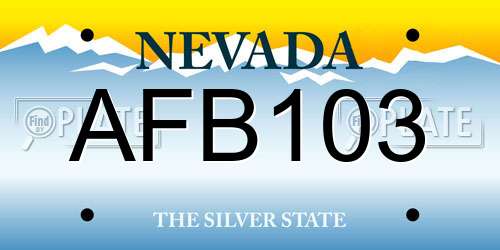 AFB103 Nevada License Plate