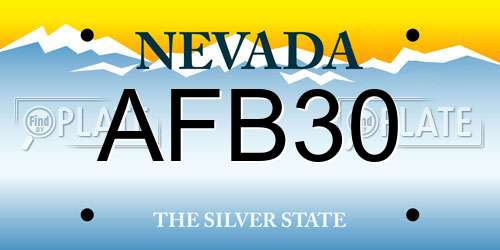 AFB30 Nevada License Plate