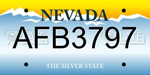 AFB3797 Nevada License Plate