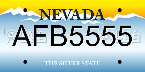 AFB5555 Nevada License Plate