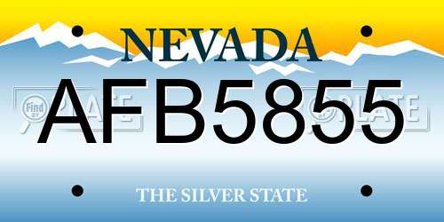 AFB5855 Nevada License Plate
