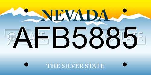 AFB5885 Nevada License Plate