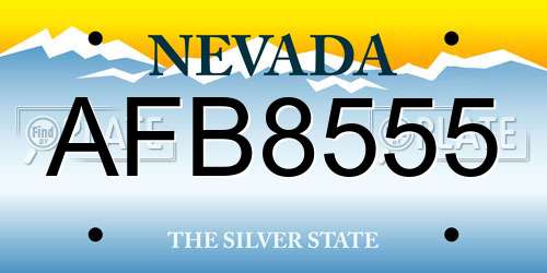 AFB8555 Nevada License Plate