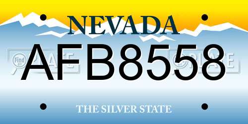 AFB8558 Nevada License Plate