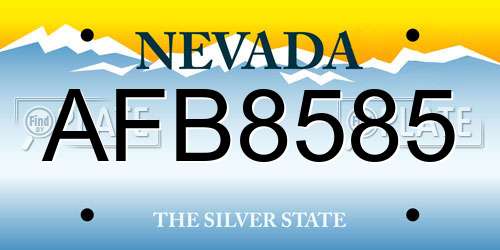 AFB8585 Nevada License Plate