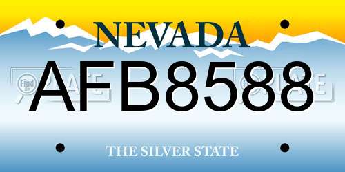 AFB8588 Nevada License Plate