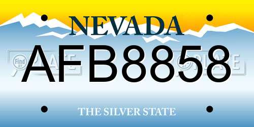 AFB8858 Nevada License Plate