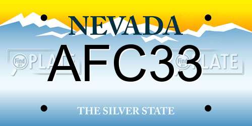 AFC33 Nevada License Plate