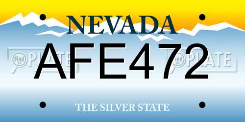AFE472 Nevada License Plate