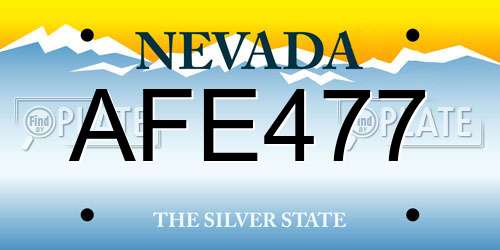 AFE477 Nevada License Plate