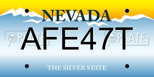 AFE47T Nevada License Plate