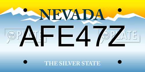 AFE47Z Nevada License Plate