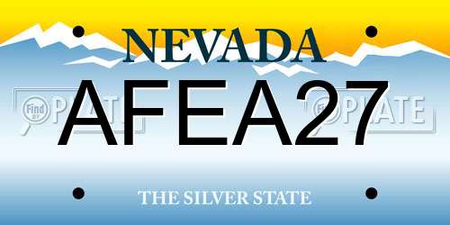 AFEA27 Nevada License Plate