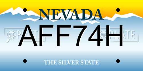 AFF74H Nevada License Plate