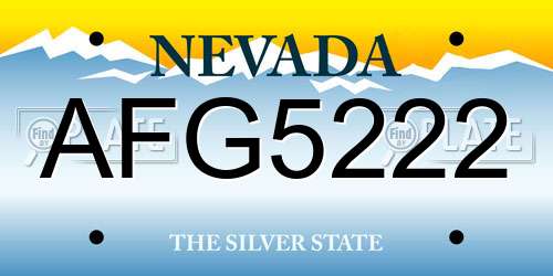 AFG5222 Nevada License Plate