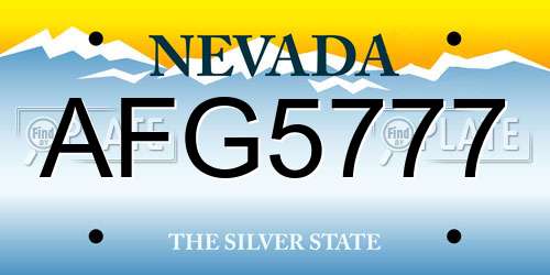 AFG5777 Nevada License Plate