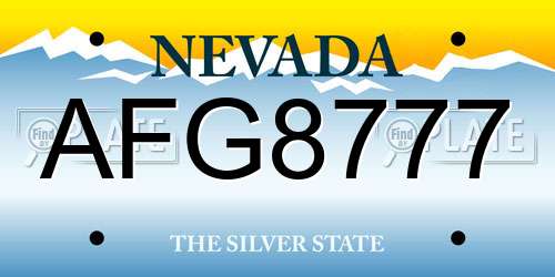 AFG8777 Nevada License Plate