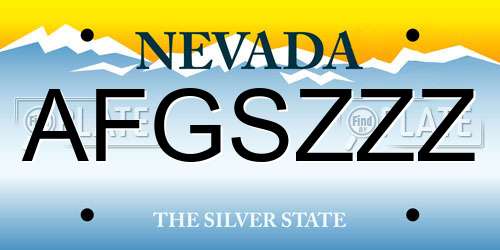 AFGSZZZ Nevada License Plate